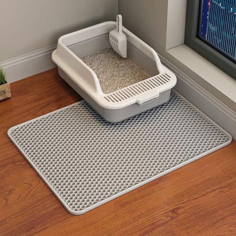 Hollow Honeycomb Double-Layer EVA Cat Litter Mat, Washable, Anti-Tracking, Anti-Splash, Cat Paw Cleaning Mat, Litter Box Mat