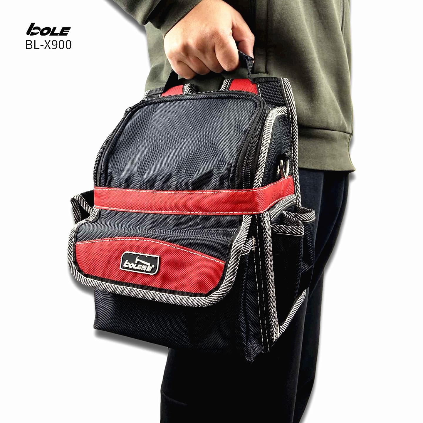 Bole BOLE Tool Waist Bag Shoulder Hand Carry Waist Hang Multi-Function Reinforced Thickened Wear-Resistant Repair Installation Storage Pouch