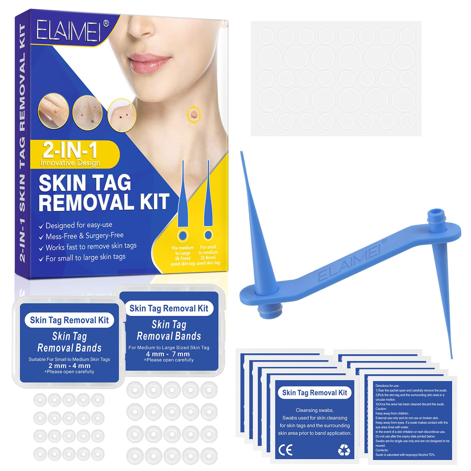 ELAIMEI Simple Skin Tag Removal Tool Tagband Skin Tag Removal Tool