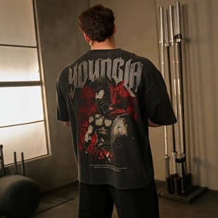 YOUNGLA x Axel Martinez Men's Short Sleeve Jogger Athletic Fitness Short Sleeve Pure Cotton Casual T-Shirt