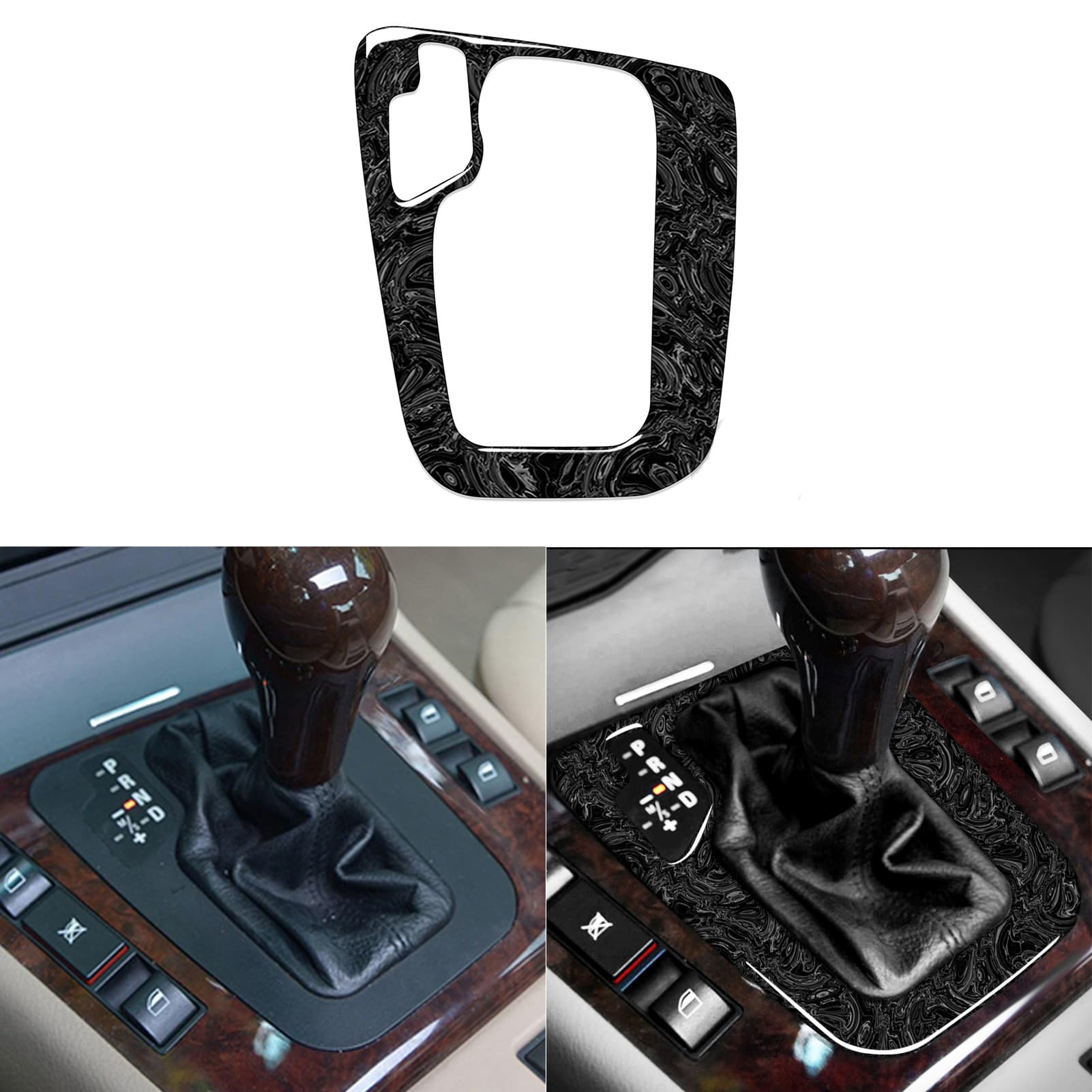 Suitable for BMW Old 3 Series E46 Interior Modification Marble Black Gear Position Gear Center Console Cover Decorative Frame Sticker