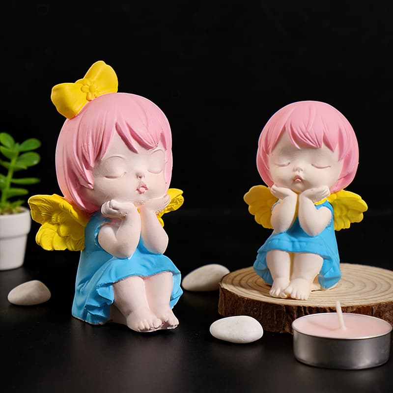 Internet Celebrity Cheek Support Angel Plaster Doll Mold Bow Angel Girl Praying Angel Candle Silicone Mold