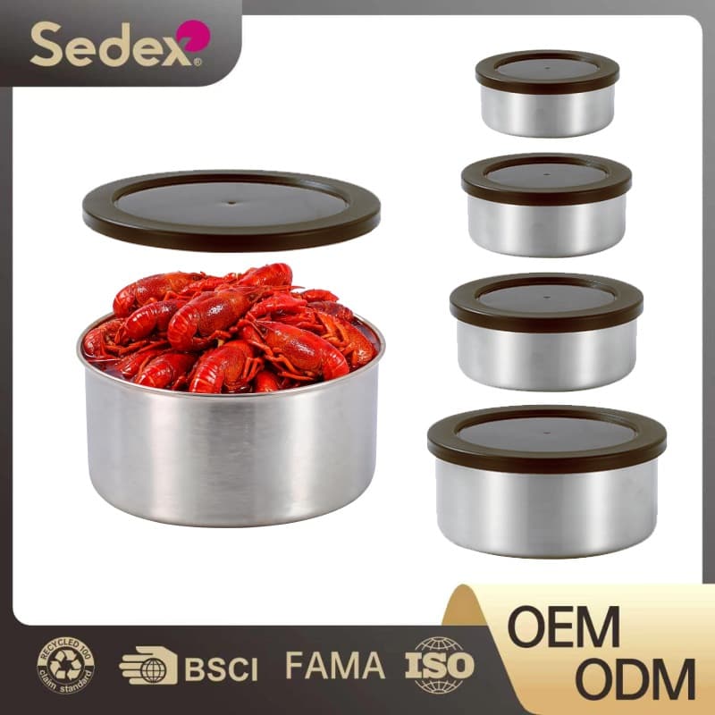Cross-border special supply of refrigerator crisper 304 food grade stainless steel sealed box simple food storage box microwave oven
