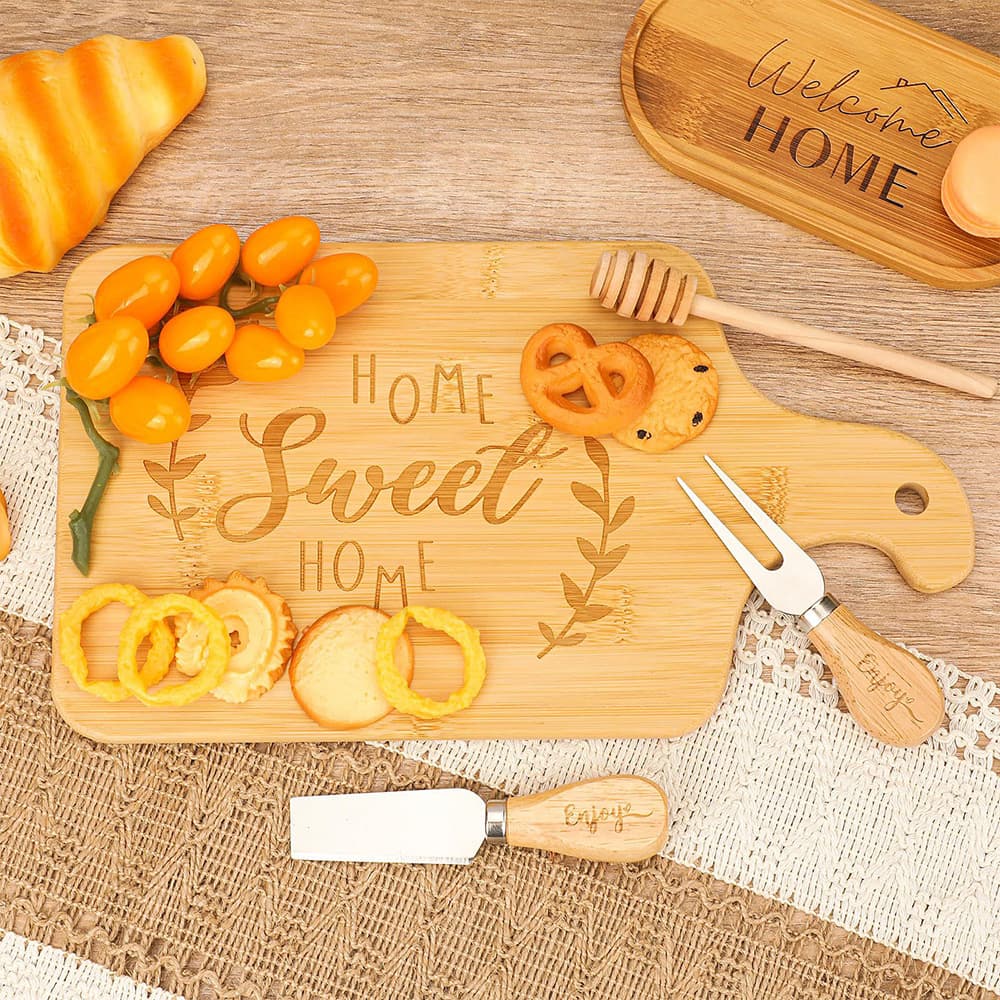 Cross-border Bamboo Cutting Board Kitchen Wooden Breakfast Board Pizza Board Birthday Party Candy Dessert Snack Tray