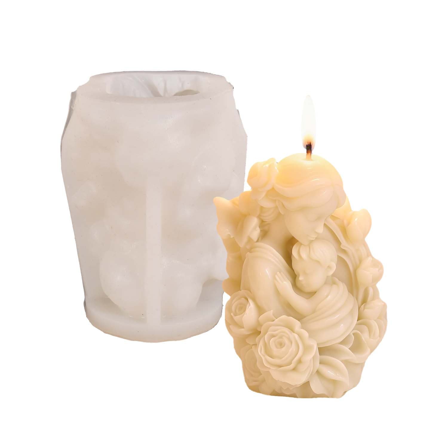 Zhongcheng DIY Mother's Day Flower Bouquet Mother and Child Epoxy Resin Mold 3D Scented Candle Plaster Ornament Silicone Mold