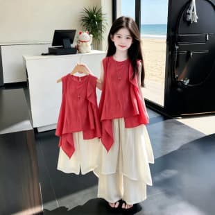 Girls Summer Set 2026 New Style Fashion Doll Top Girls Summer Clothing Trendy Skirt Pants Two-Piece Set