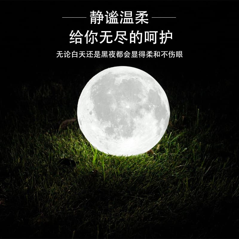3D Moon Lamp, Hand-painted Plastic Creative Gift Starry Sky Lamp Ornament for Home Living Room Bedroom Bedside Lamp