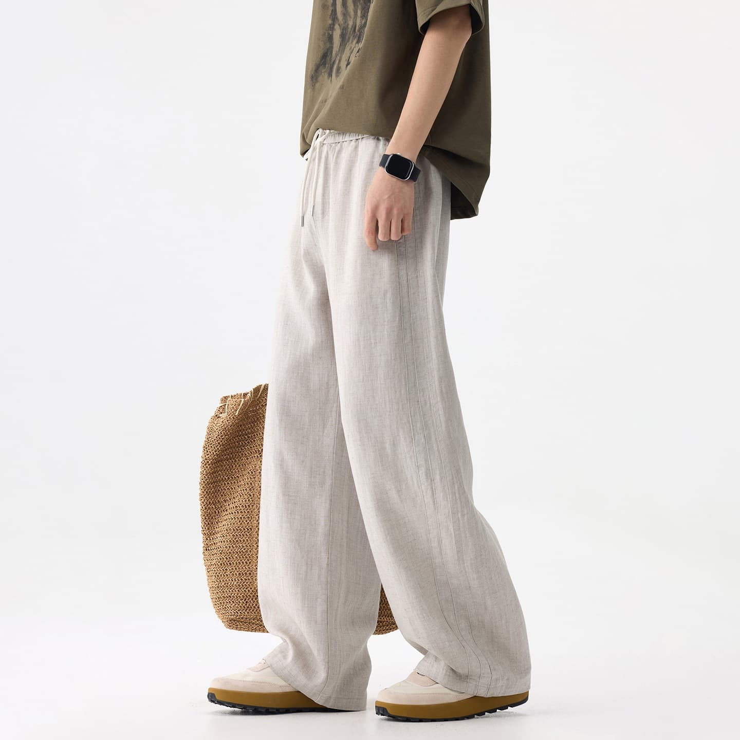 Tencel linen pants men's summer thin men's pants men's loose casual straight pants boys ice silk Yamamoto pants