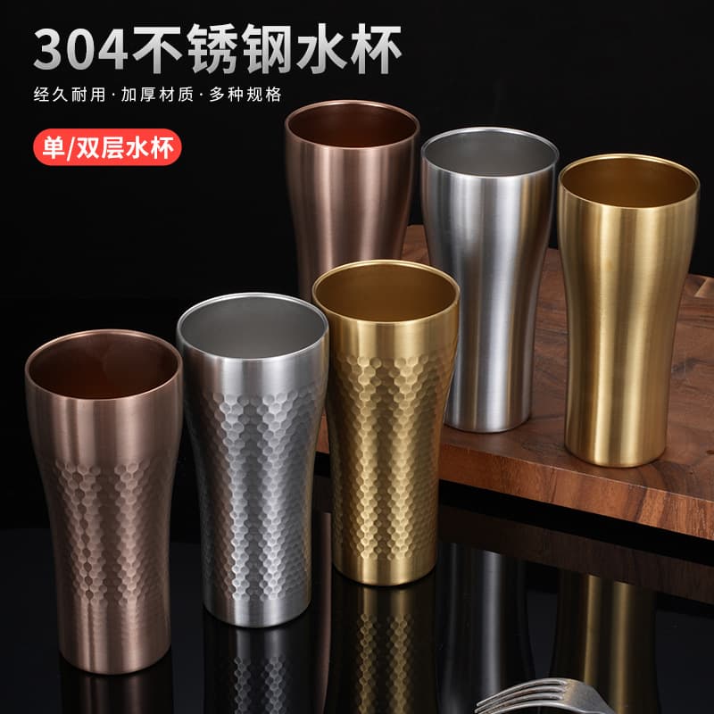 Torch-Shaped Cola Water Cup Stainless Steel Food-Grade Beer Mug Custom Logo Outdoor Double-Layer Cold Drink Cup
