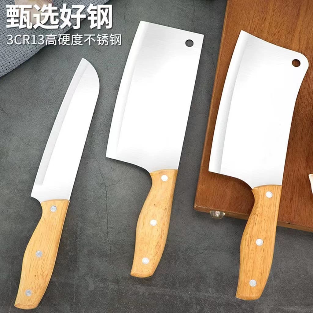 Yangjiang Kitchen Knife Wooden Handle Slicing Knife Household Cleaver Sharp Fruit Knife Combo Set Wholesale