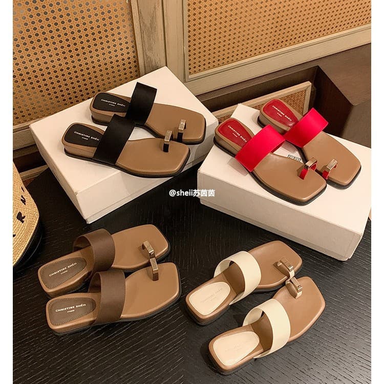 In Stock ~ Lord of the Rings Slippers ~ Square Toe 4cm Raised Thick Sole Toe-Loop Beach Vacation Sandals Women's Summer Outdoor Slippers