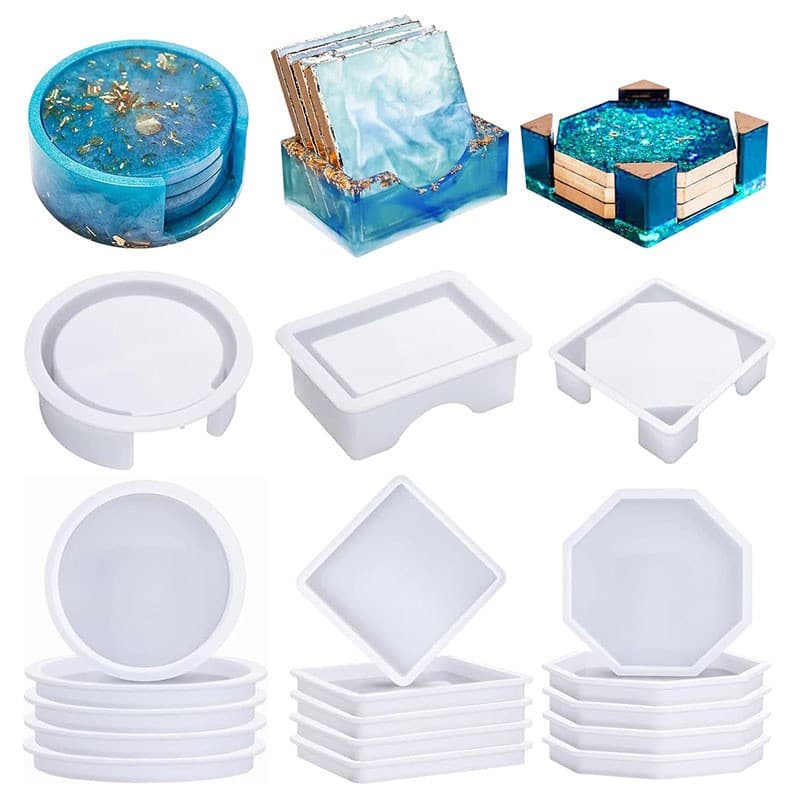 DIY Coffee Table Coaster Gypsum Expanding Stone Silicone Mold Wine Glass Coaster Storage Box Resin Mold