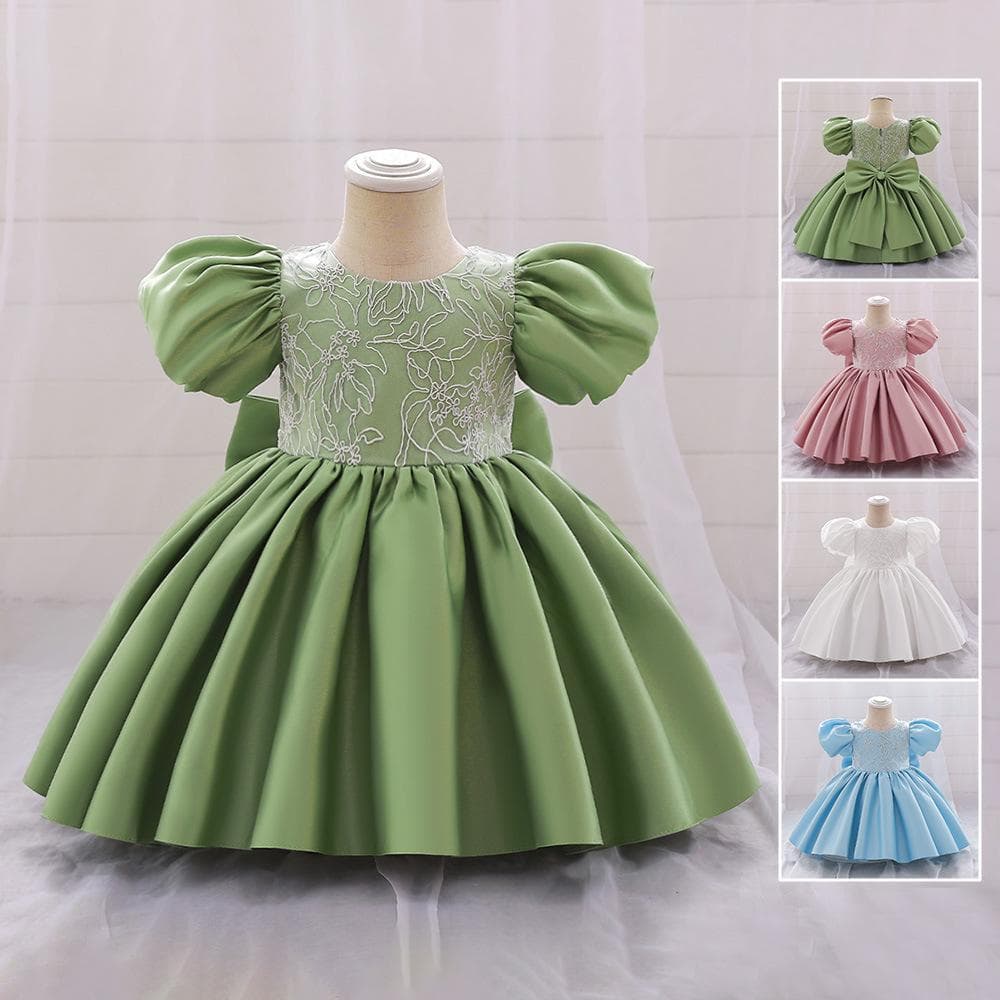 Girls Birthday Gown Princess Skirt Puffy Sleeve Dress Children's Party Dress Cute Butterfly Knot European Style Polyester Blend