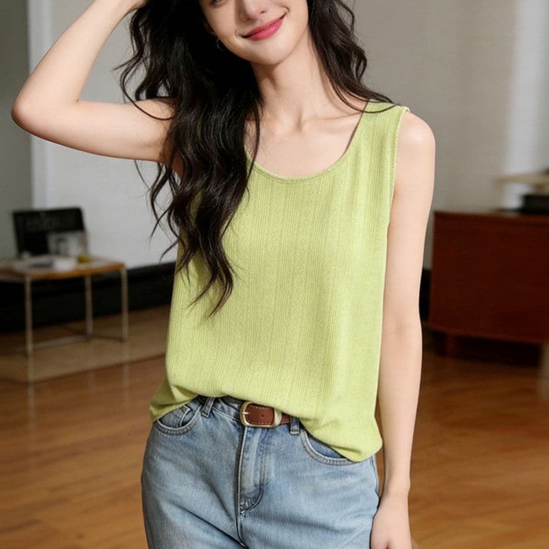 Loose Casual Camisole Tank Top for Women Cover Belly 2026 Spring Summer New Thin Fabric Slimming Versatile Base Layer Top