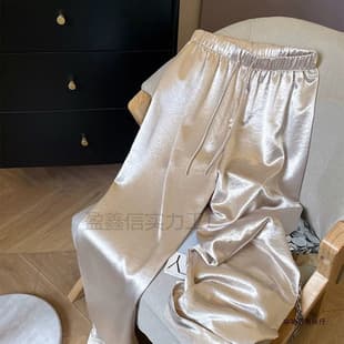 Summer Slimming Versatile Acetate Satin Elastic High-Waist Casual Pants Regular Champagne Regular Black
