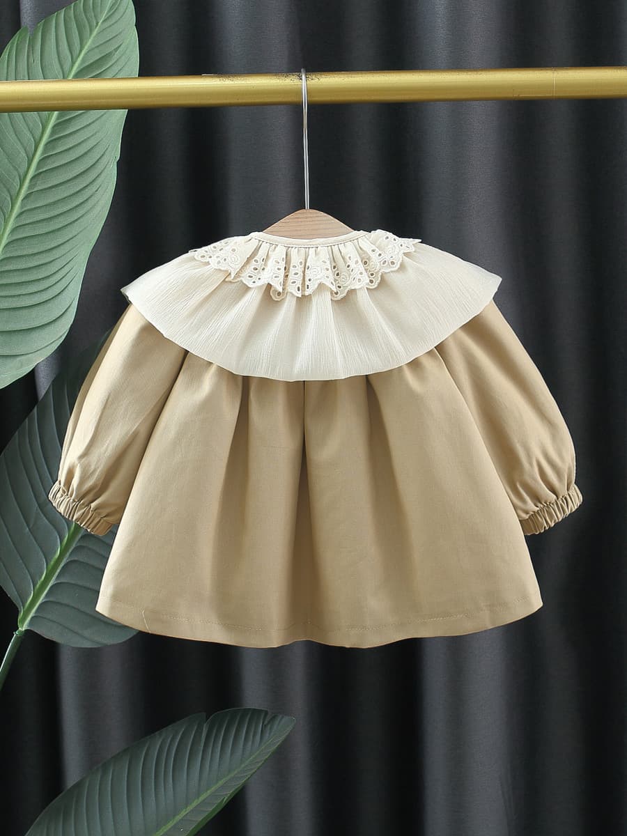 2026 New Children's Jacket for Girls Spring/Autumn Kids Baby Petal Collar Trench Coat Top Toddler Fall Wear