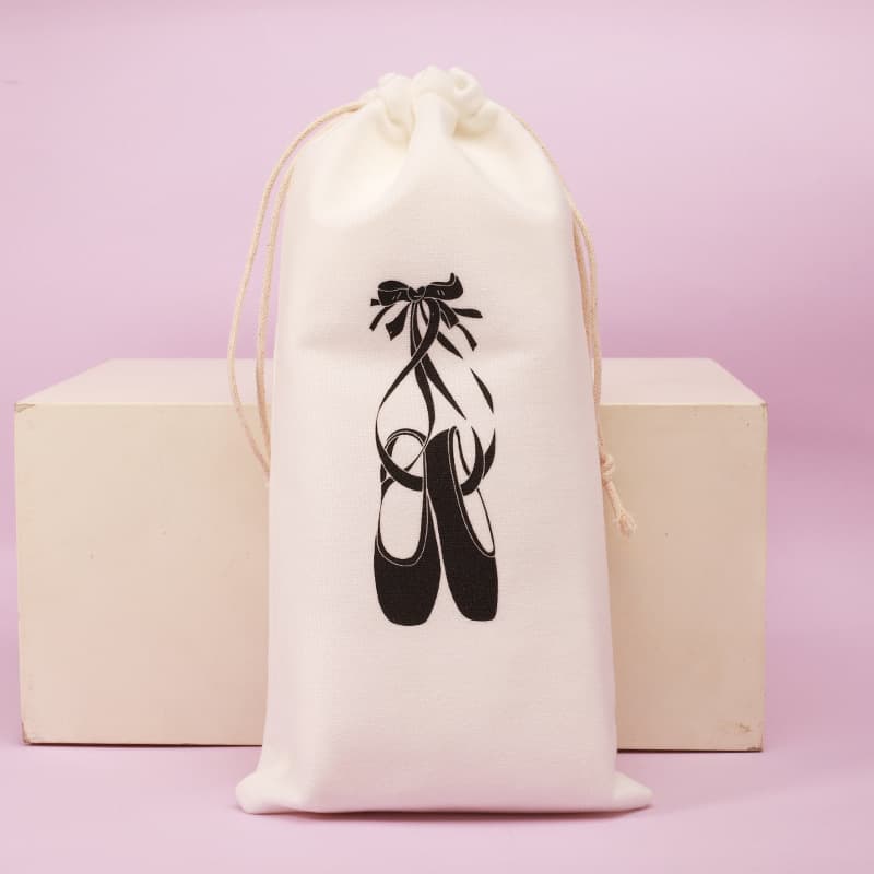 【Double Drawstring】Dance Shoe Storage Bag Drawstring Flannel Bag Gift Bag Creative Shoe Logo Advertising 13x27