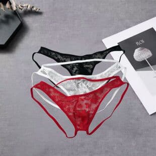 Cross-border New Transparent Lace Pouch Men's Underwear Breathable Sexy Print Sexy Thin Triangle Panties Trend