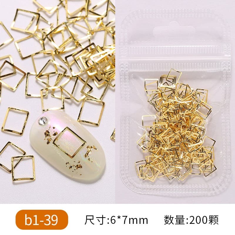 Nail Art Metal Rivets Decorations Wholesale Round Star Moon Hollow Circle Metal Rod Marquise Rice Grain Semi-Circle 1000 Pieces