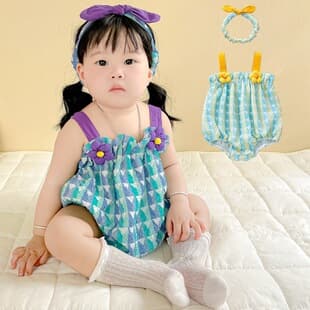 Stylish Baby Girl Sleeveless Bodysuit, Infant Triangle Romper, Newborn Onesie, Thin Summer Crawler