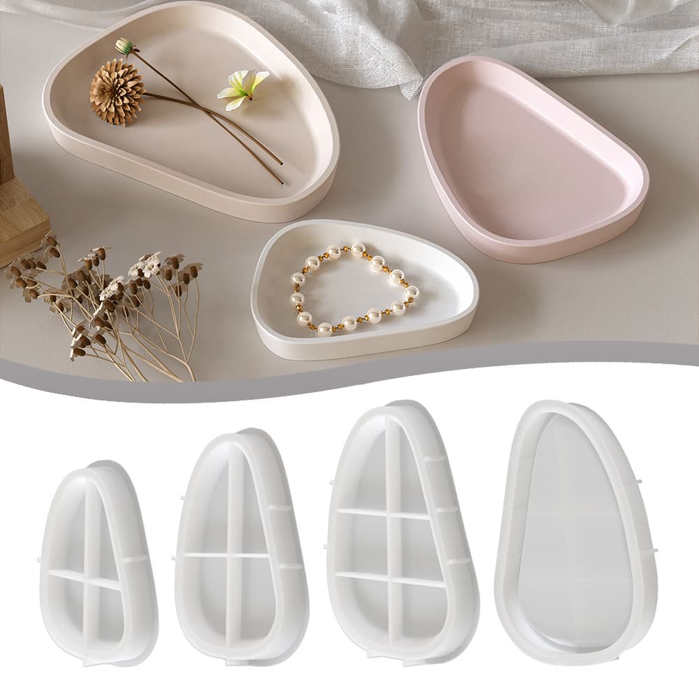 Factory shipped DIY resin aromatherapy gypsum cement storage tray mold round triangle tray silicone material wholesale