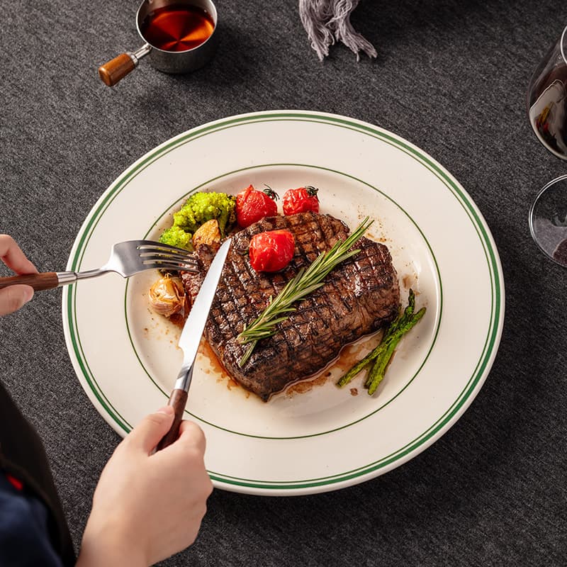High-temperature ceramic steak plate, Western dinner plate, vintage breakfast plate, Hong Kong-style tea restaurant tableware, Alley Tableware