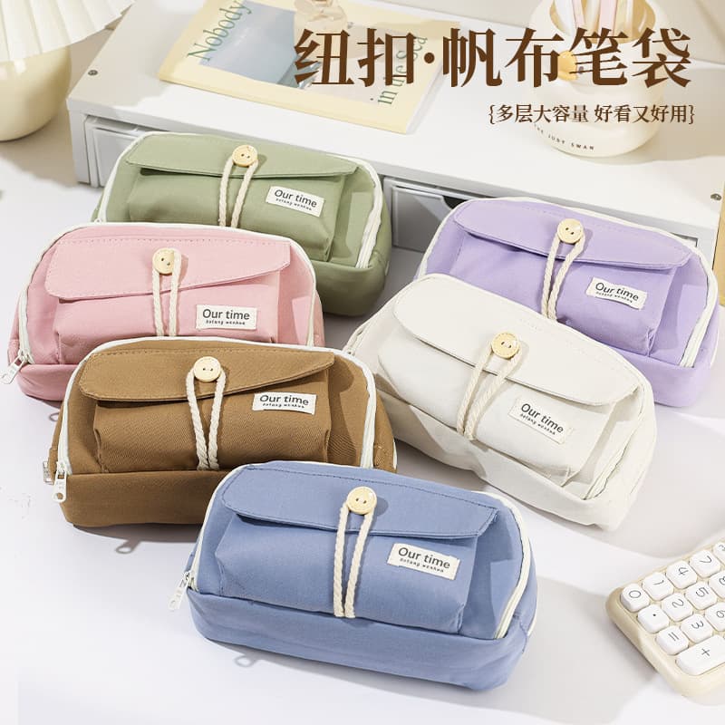 New Korean Style Pencil Case for Girls Large Capacity Stationery Bag High Aesthetic Pencil Box for Middle and High School Girls Wholesale