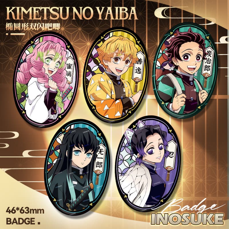 Rose Destroyer Blade Oval Double Flash Bar Badge Tomioka Giyu Toki Toru Muichiro Gatama Butterfly Ninja Tinplate