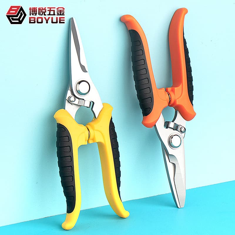 SK5 High Carbon Steel Industrial Heavy-Duty Aluminum Alloy Ceiling Panel Wire Duct Tin Electrician Shears Auto Rebound Anti-Slip Labor-Saving