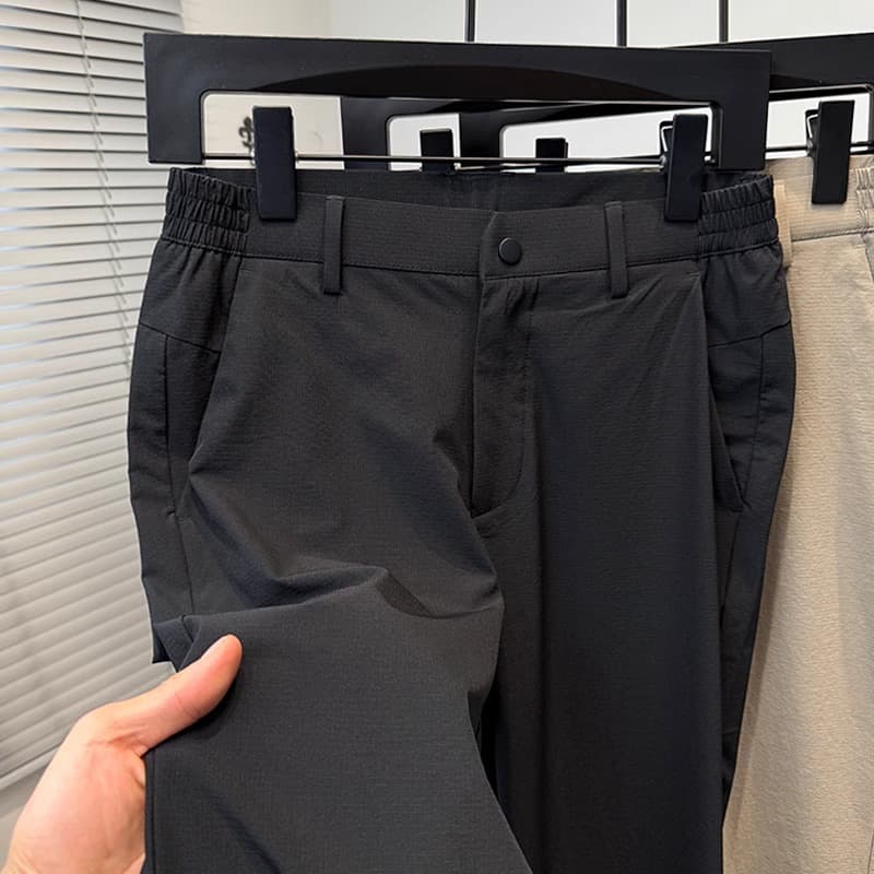 Cooling Ice Silk Casual Pants for Men Summer Thin 2025 New Loose Straight Trousers Middle-Aged Long Pants