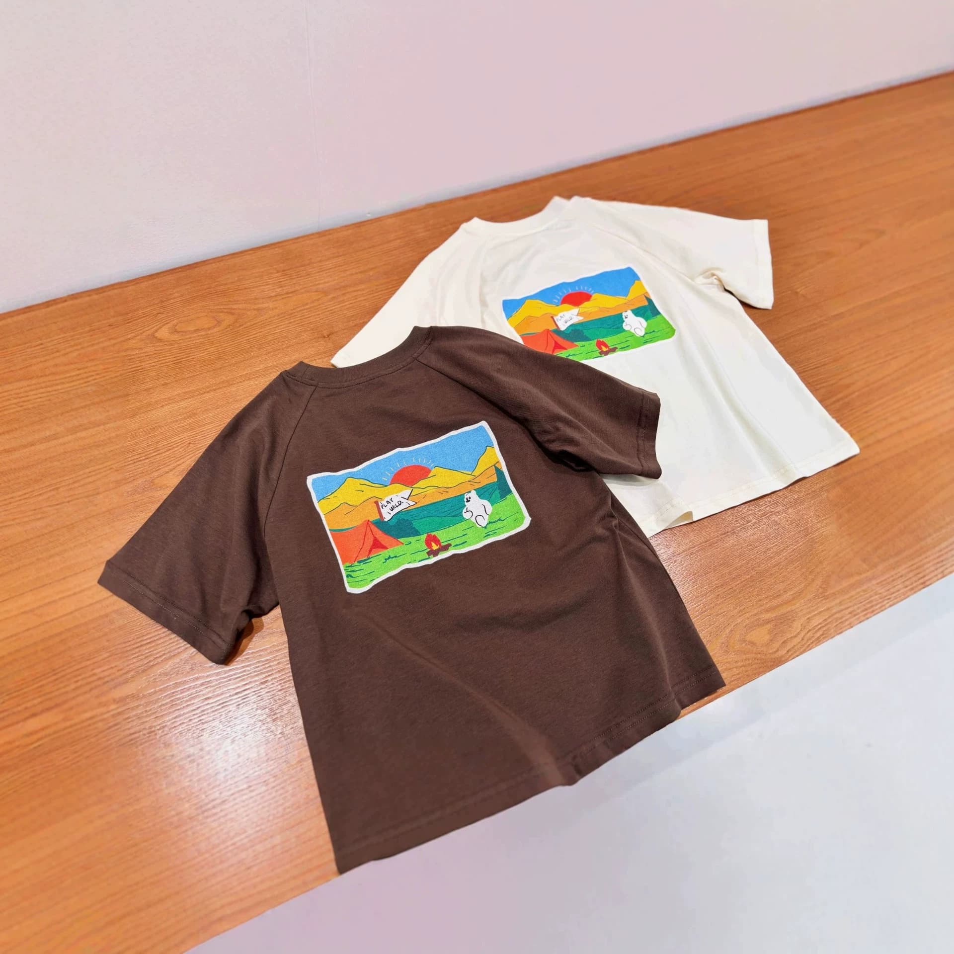 2026 Summer New T-Shirt Ice Mint Cotton Mosquito Repellent Functional T-Shirt Children's Hand-Painted Bear Cool Short Sleeve T