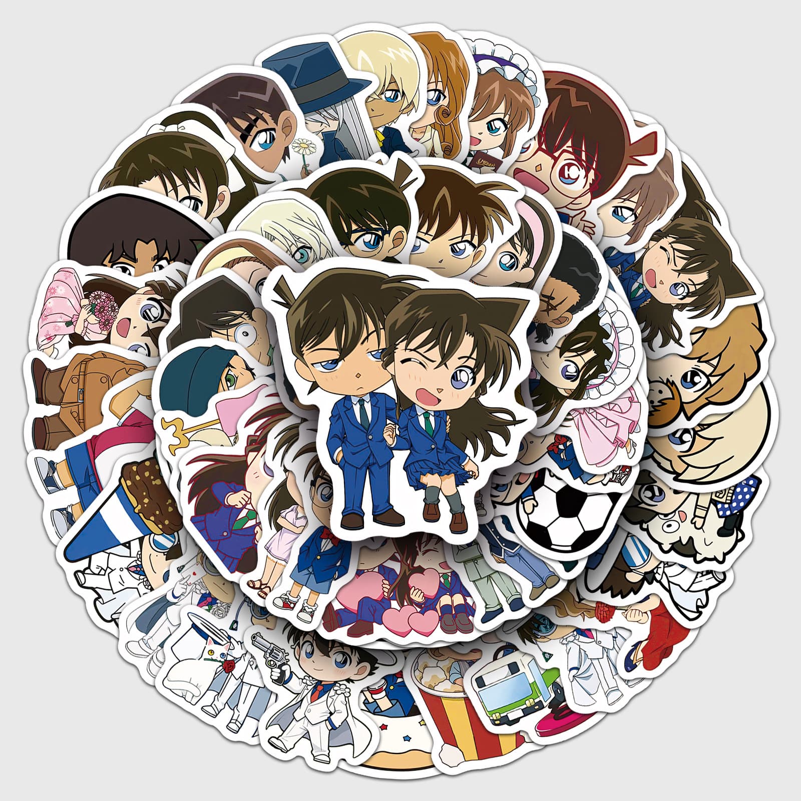50 Q-version Detective Conan Stickers Anime Japanese Manga Creative DIY Decoration for Water Bottles, Computers, Phones, Tablets