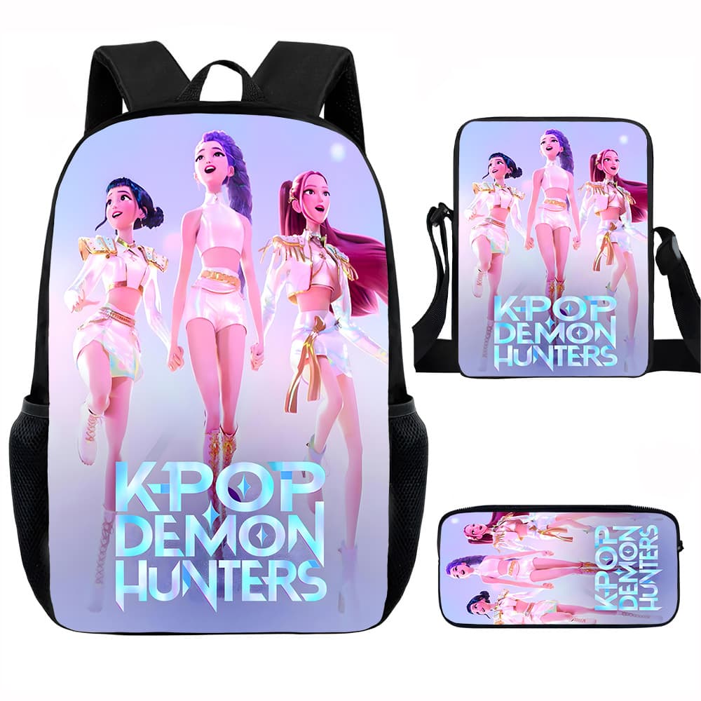 K-Pop Demon Hunters Kpop Demon Hunters Student Schoolbag Three-Piece Set Cross-Border Support Jit Dropshipping