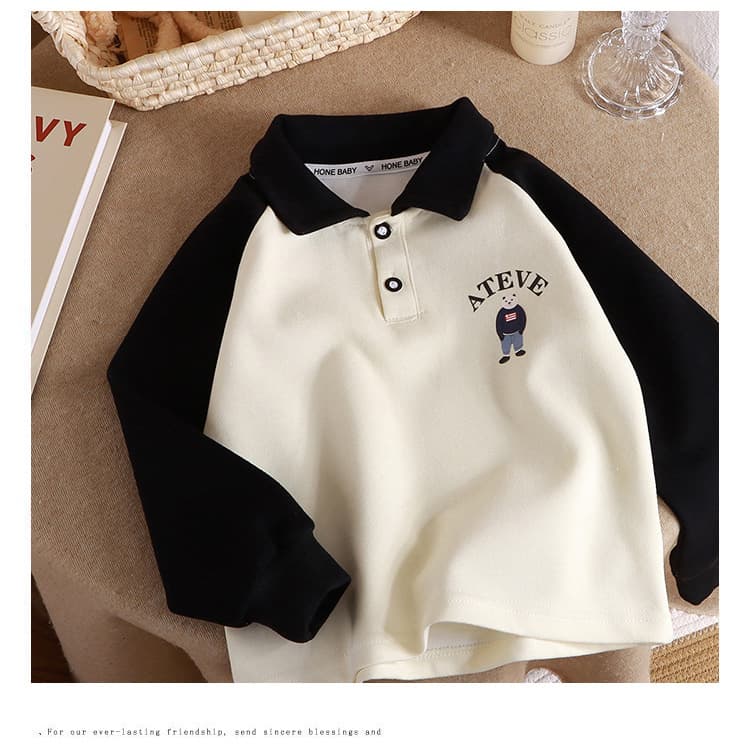 New 2025 Spring/Autumn Children's Polo Shirt, Long-Sleeved Collared Base Layer Shirt for Middle and Large Children, Patchwork Shirt, Dropshipping Available