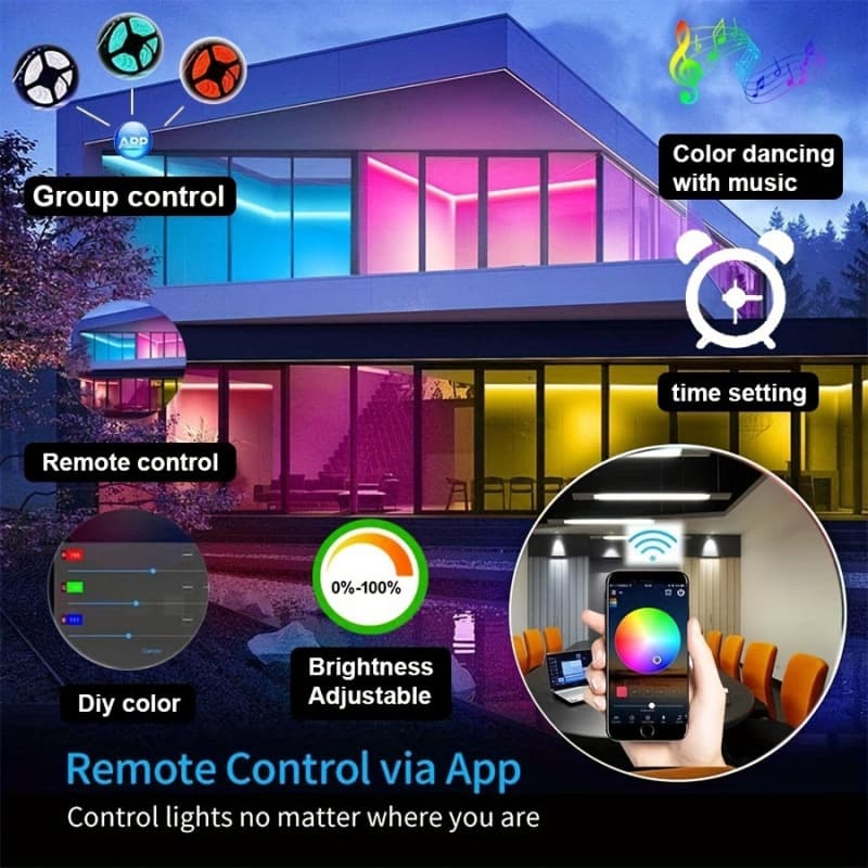 2026 Fall/Winter Cross-Border Foreign Trade New 16.4 Million Color RGB LED Strip (with Music Sync Function)