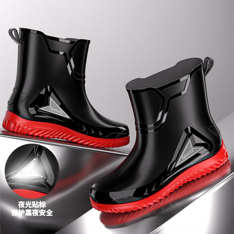 German-style rain shoes for men, fashionable mid-top rain boots, new for delivery riders, outdoor construction fishing water shoes wholesale