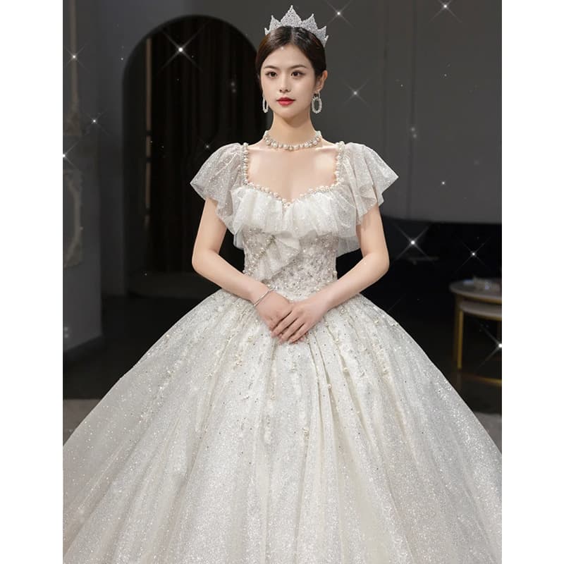 Strapless French Light Main Wedding Dress 2026 New Style with Long Train, Pregnant High Waist Plus Size Wedding Gown D85