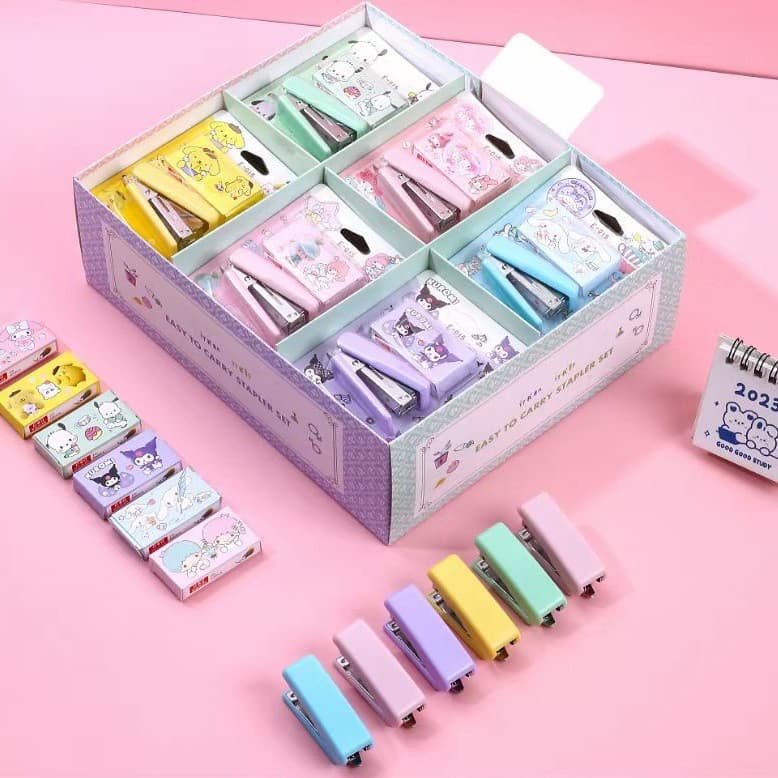 Wholesale Sanrio Cute Kuromi Cartoon Cinnamoroll Stapler Set Mini Stapler Gift