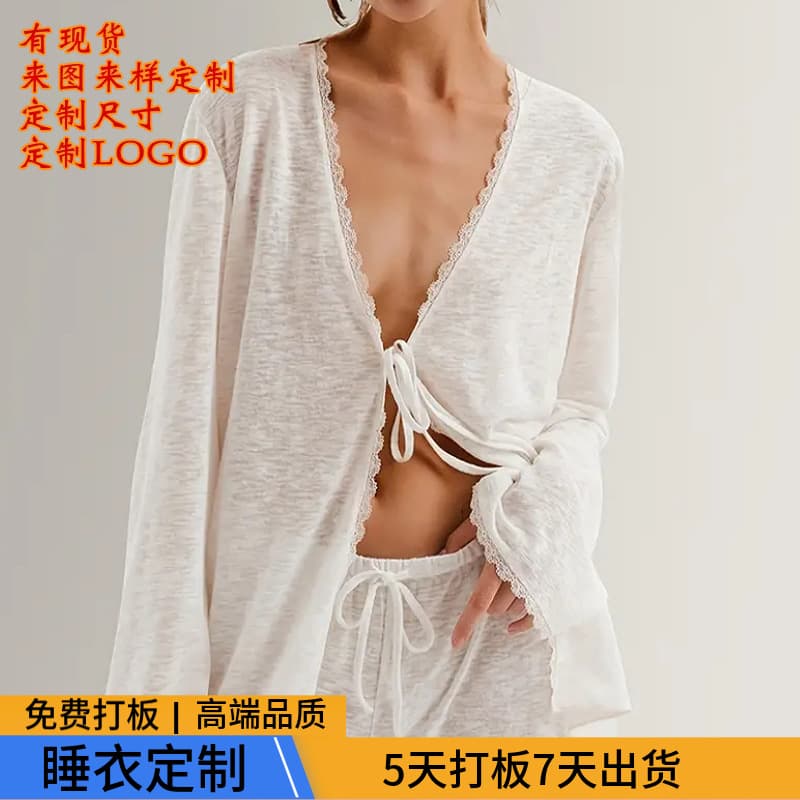 Cross-border Factory Homewear European and American Women's Pajama Long Sleeve Long Pants Set Lightweight Sexy Plus Size Pajamas Custom