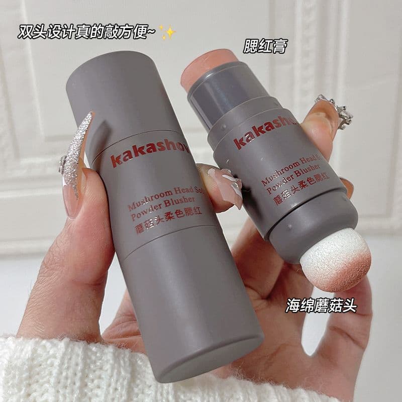 Mushroom Head Soft Color Blush Stick Single Color Dual-Ended Sponge Blush Cream Lip and Cheek Dual-Use