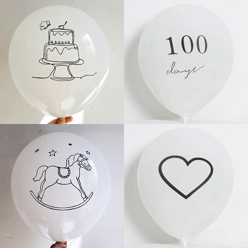 Ins Vintage Japanese Simple 100 Days Wooden Horse Cake Latex Balloon Birthday 100 Days Full Moon Photo Decoration Props