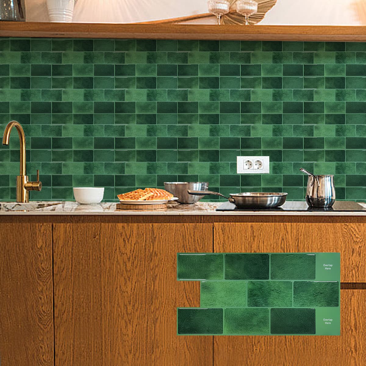 Teal Green Drop Plastic Wall Sticker Small Size Cross-Border Wall Tiles Decor Kitchen Renovation Sticker