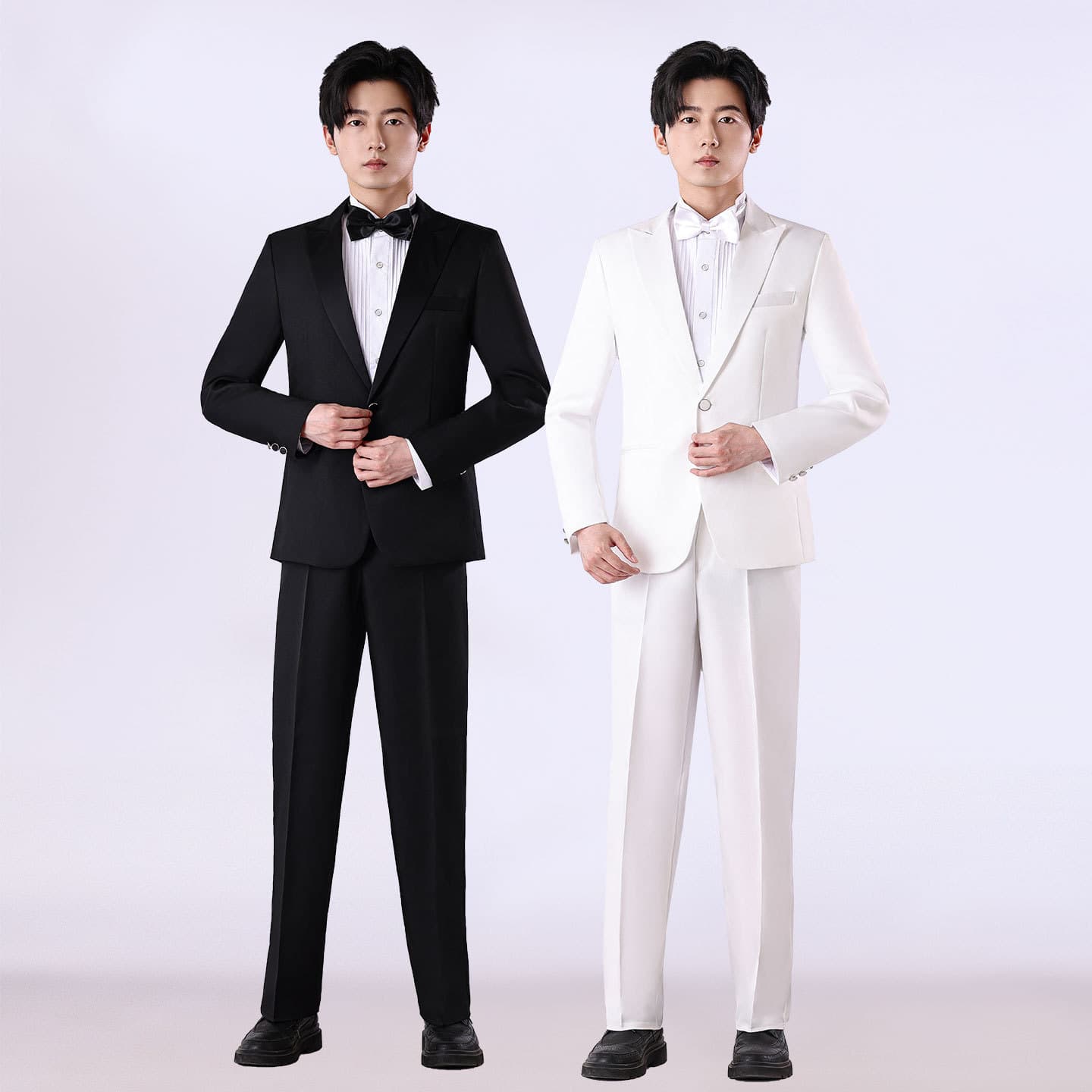 Men's Suit for Art Exam, White and Black Best Man Suit, Men's Suit for Choir Performance