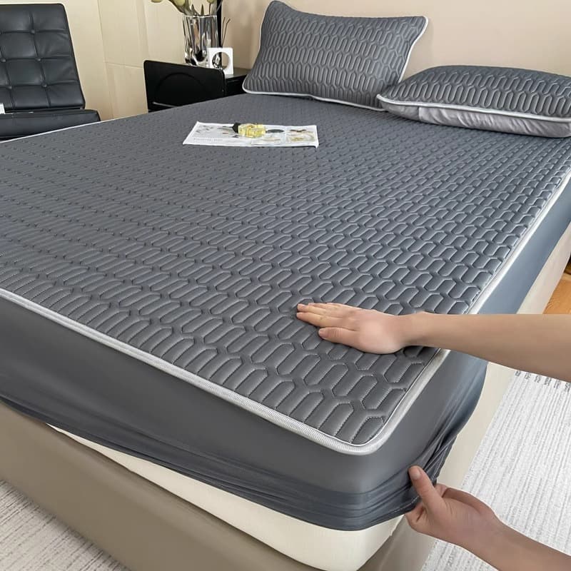 Summer Ice Silk Latex Cooling Mat Three-Piece Set Fitted Sheet Style Student Dormitory Single Washable Cool-Feel Air Conditioning Mat
