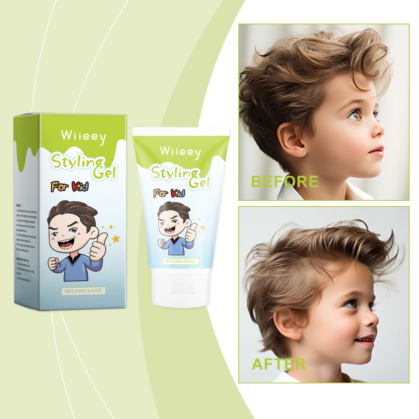 WIIEEY children's hair gel gel cream hair jelly jelly-like children's broken hair care cosmetics and hair wax