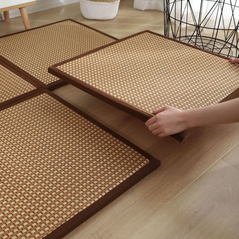 Thickened rattan mat Japanese mat floor mat bedroom living room moisture-proof soundproof crawling floor mat summer tatami carpet