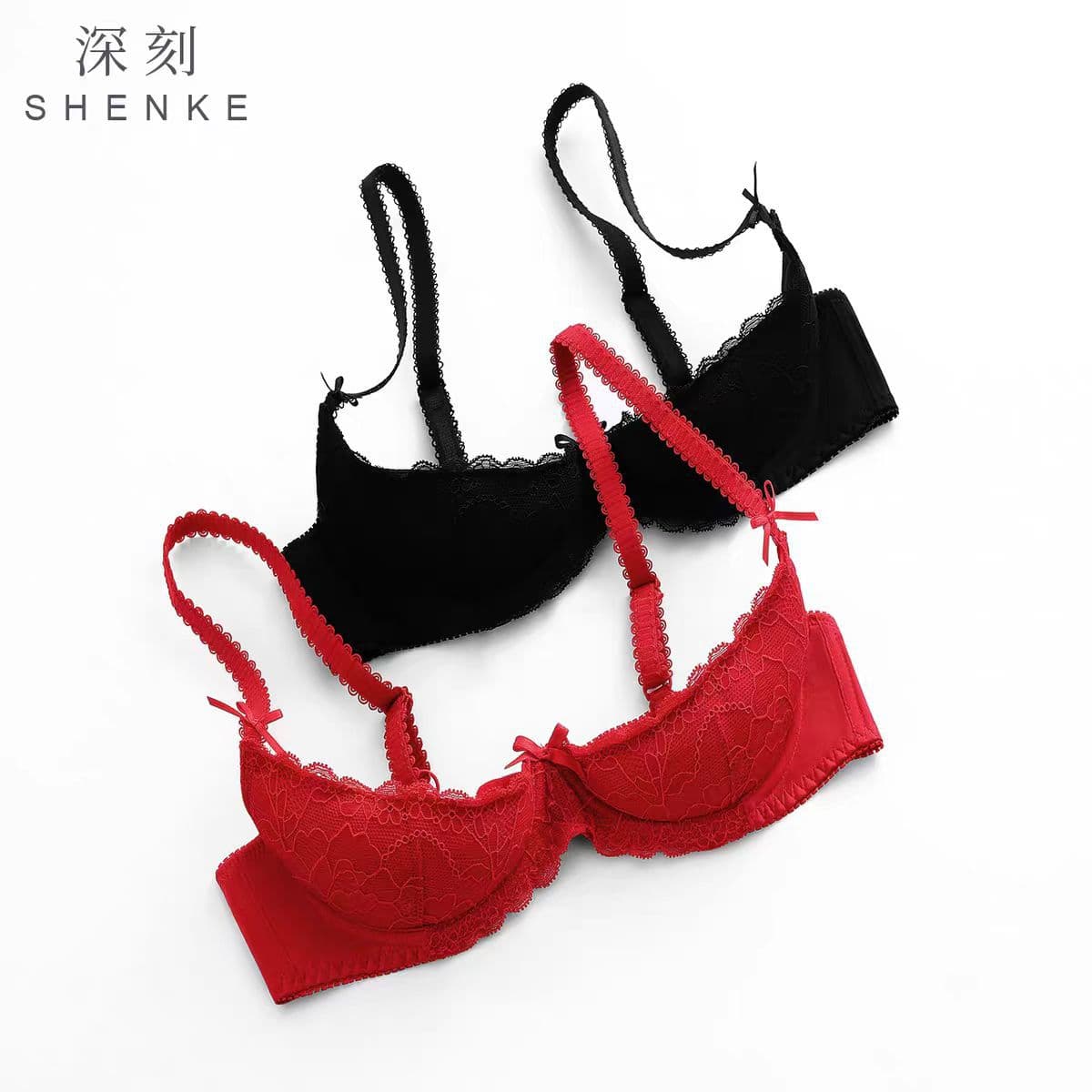 Sexy Lingerie European and American Style Sexy Bustier Bra Women Lace Quarter Cup Steel Ring Pads Thick