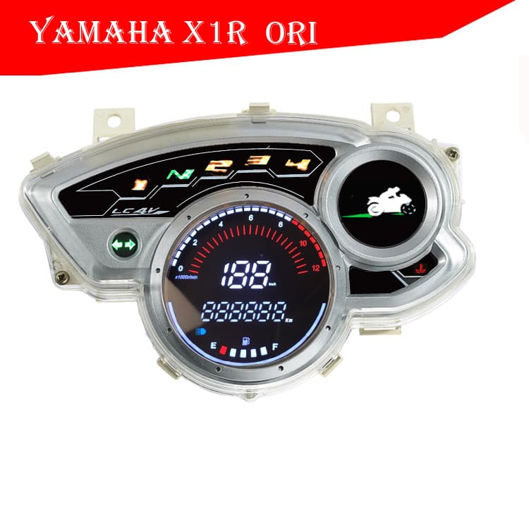 Digital instrument cluster retrofit for Yamaha X1R 135 motorcycles with electronic speedometer and tachometer