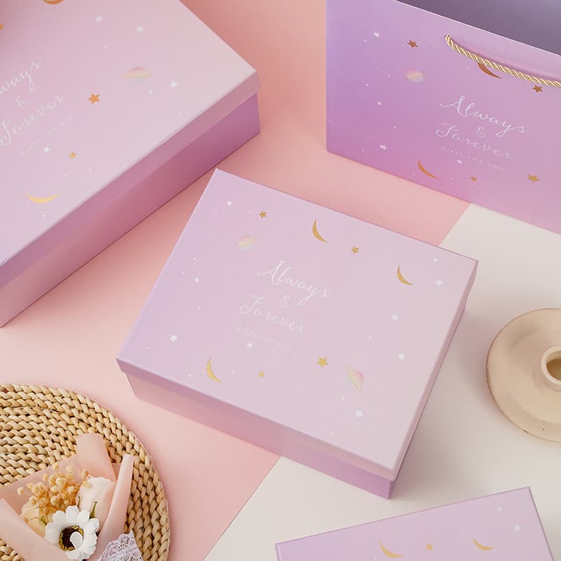 Dreamy Star Moon Gift Box Purple Gift Box Exquisite Korean Style Packaging Box Pink Gradient Souvenir Gift Box