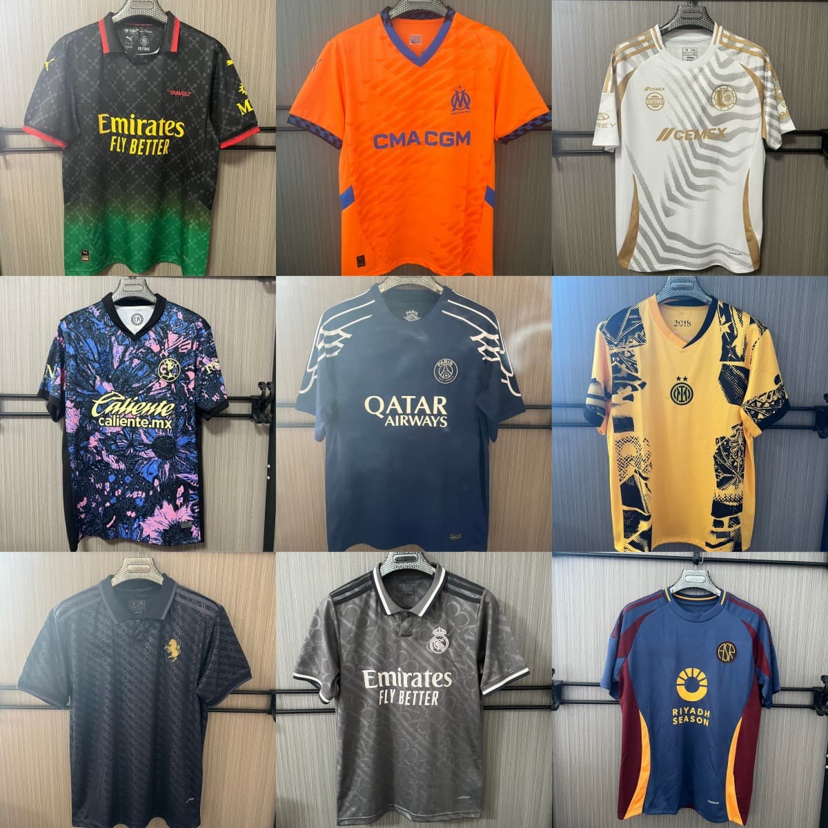 2425 Club Pumas River Plate Manchester United Boca Juniors Roma Third Away Jersey Casual Short Sleeve Shirt Quick Dry